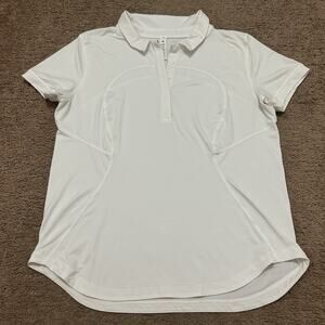 Lululemon Quick Drying Short Sleeve Polo Shirt White Women’s Size 12 Preppy Golf